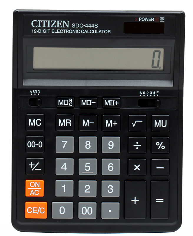 

Калькулятор CITIZEN SDC-444S бухгалтерский, 12-разр.