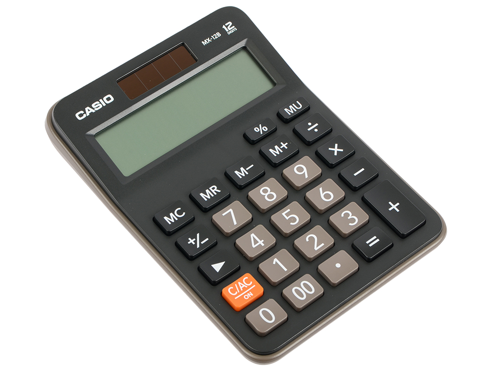 Калькулятор Casio MX-12B 12-разрядный коричневый/черный MX-12B-W-EC - фото 1