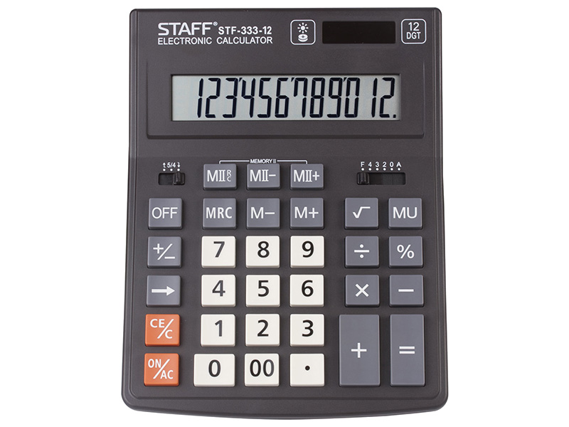 

Калькулятор настольный STAFF PLUS STF-333 (200x154 мм), 12 разрядов, двойное питание