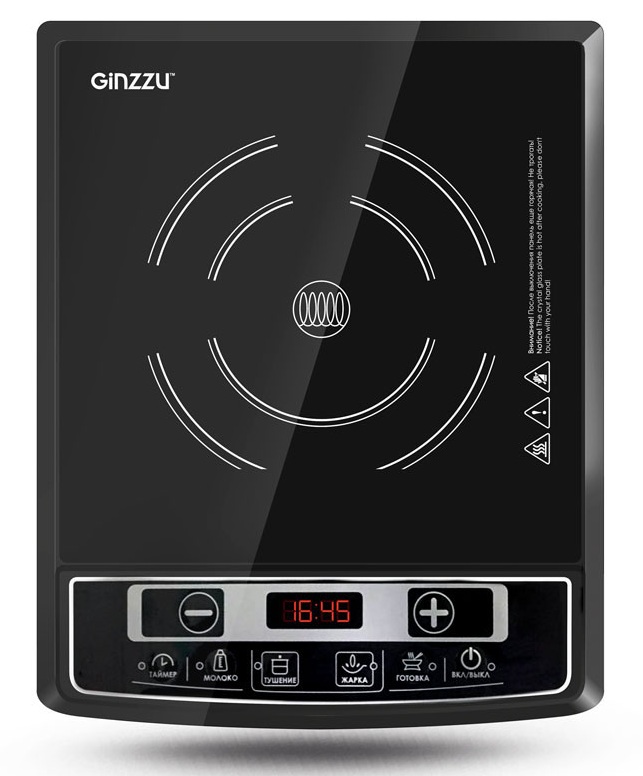 

Плитка индукционная GINZZU HCI-102 черная, 2000Вт., сенсорное управление, 1 конфорка