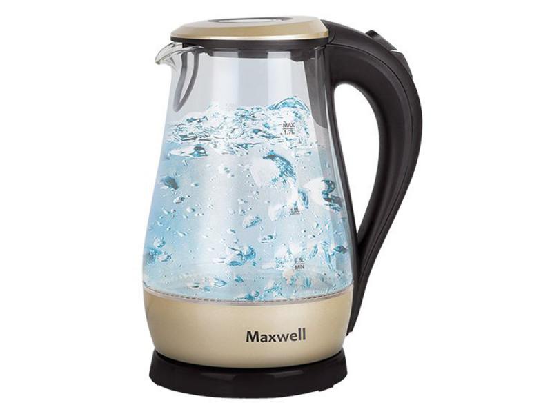 Чайник Maxwell MW-1041 GD 2200 Вт 1.7 л пластик/стекло чёрный прозрачный золотистый