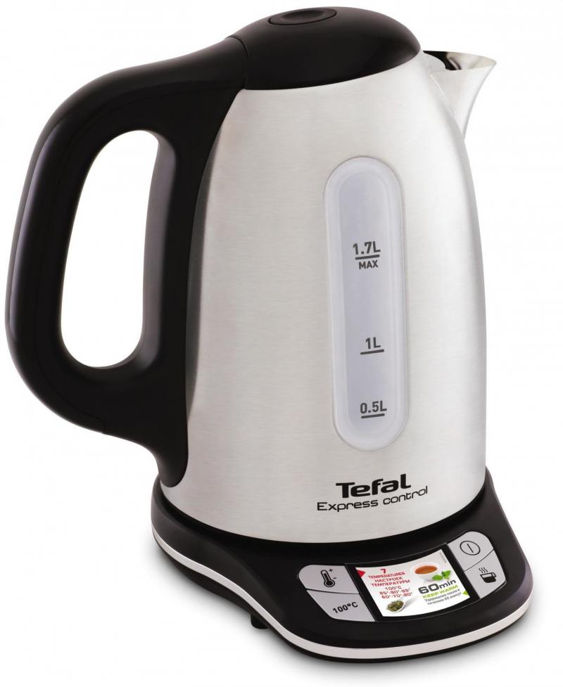 Чайник Tefal Express Control KI240D30 2400 Вт серебристый чёрный 1.7 л металл/пластик