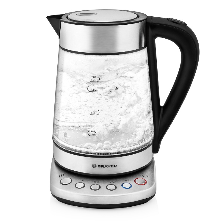 

Чайник электрический BRAYER 1001BR 2200Вт.1,7 л, Cтекло, Выбор t. 70-100, Поддерж t. 2 часа, Фильтр