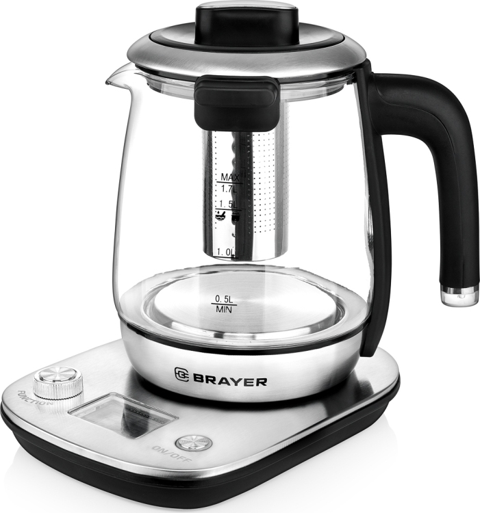 

Чайник электрический BRAYER 1004BR 1000Вт.1,7 л, стекл., подставка, 11 функций
