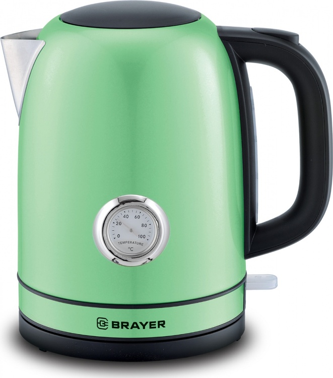 

Чайник электрический BRAYER 1005BR-GN 2150Вт.1,7 л, STRIX, сталь окраш, термометр, зелен.
