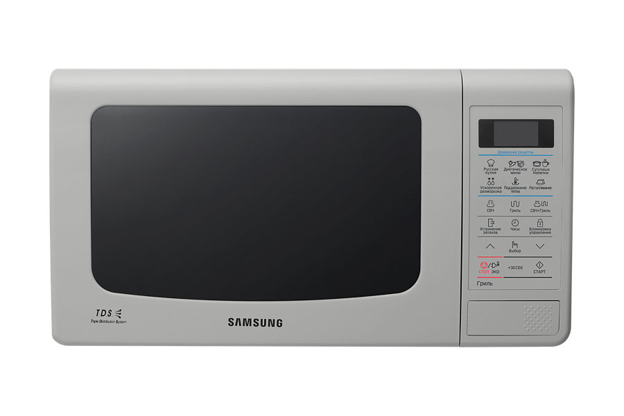 

Микроволновая печь Samsung GE83KRQS-3, гриль, 800 Вт, 23л, эл. управление, защита от детей, серебристый [GE83KRQS-3/BW]