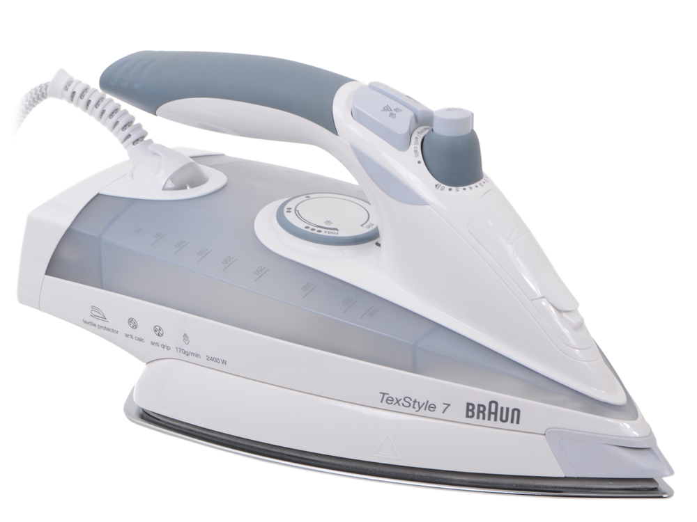 

Утюг BRAUN TS775 Textyle Protector пароувлажнение; мощность: 2400Вт; паровой удар: 170г; емкость для воды: 400мл; подошва: Sapphire; самоочистка от на