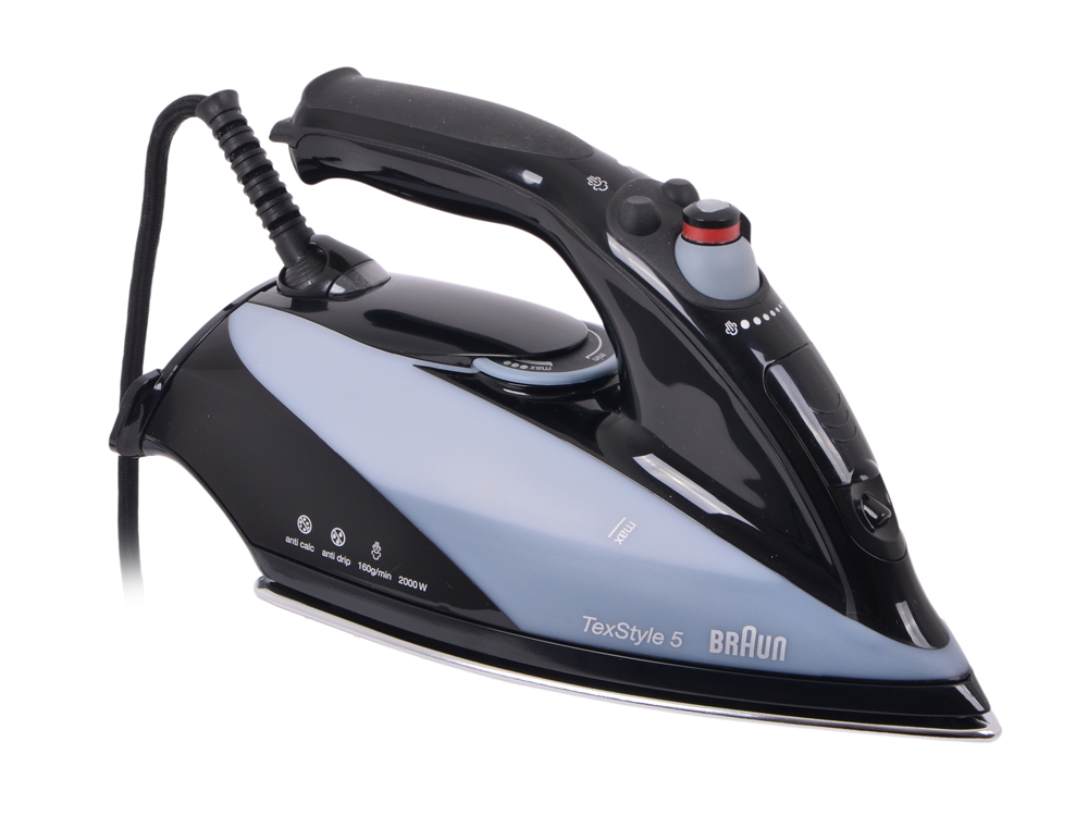 

Утюг Braun TS545EA, 2000Вт, подача пара 30 г/мин, защита от накипи, разбрызгивание, самоочистка, противокапля, регул.подачи пара, черный