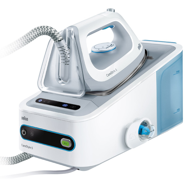 

Утюг с парогенератором Braun IS 5022 WH, 2400Вт, подошва Eloxal 3D BackGlide, подача пара 120г/мин, режим Эко, автооткл, противокапля, белый/голубой