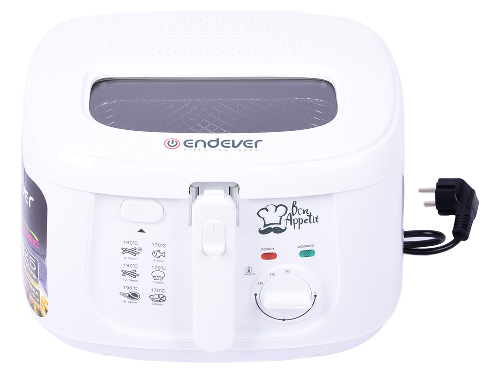 

Фритюрница Endever Skyline FR-111, белый, 1800Вт., объем 2,5л., антипригарное покрытие
