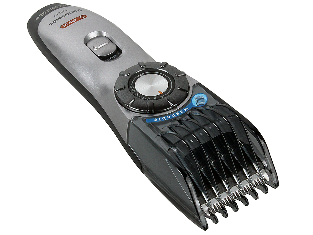 

Машинка для стрижки Panasonic ER-217-S520, универсальная, аккум. на 50 мин, триммер д/бороды, 2 насадки, 14 установок длинны, серый