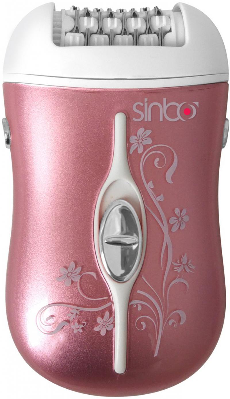 

Эпилятор Sinbo SEL 6031, на аккумуляторе, 2 насадки, сумочка, щетка для очистки, розовый