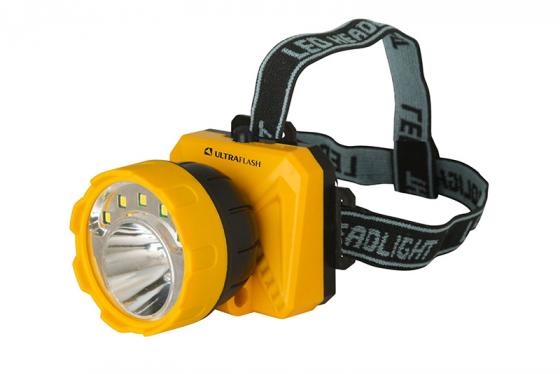 

Фонарь ULTRAFLASH LED5372 фонарь налобн.желт /черн. 5SMD + 1 Вт LED. 2 реж. пласт. бокс