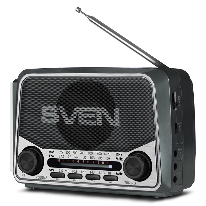 

Радиоприемник SVEN SRP-525, серый 3 Вт, FM/AM/SW, USB, microSD, фонарь, встроенный аккумулятор