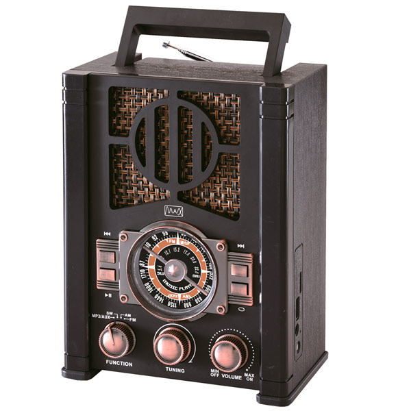 

Радиоприемник MAX MR-420 Ретро стиль, AM/FM/SW/Bluetooth/USB, Черный