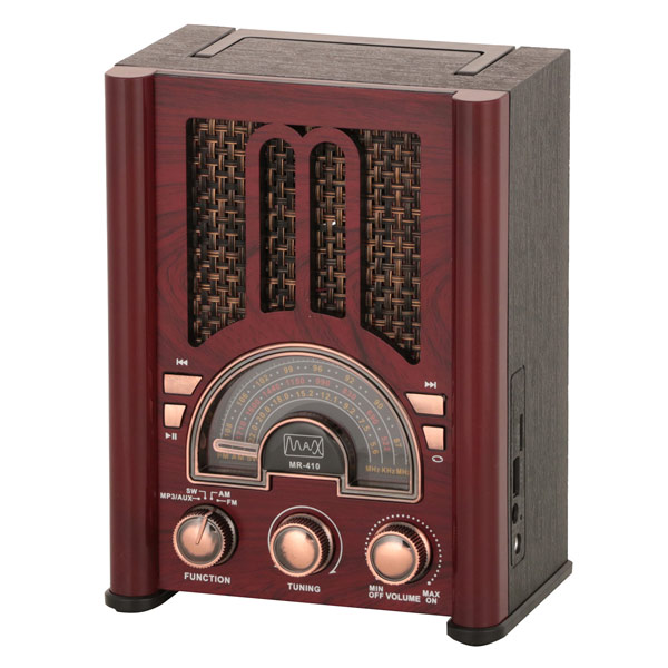 

Радиоприемник MAX MR-410 Ретро стиль, AM/FM/SW/Bluetooth/USB, Красное дерево