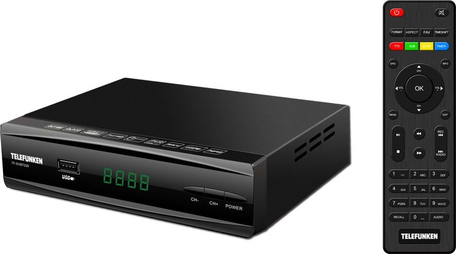 

Цифровой телевизионный DVB-T2 ресивер Telefunken TF-DVBT228 черный