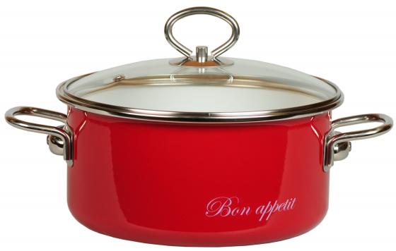 Кастрюля СТАЛЬЭМАЛЬ Bon appetit 20 см 4 л эмалированная сталь 8SD205S красный