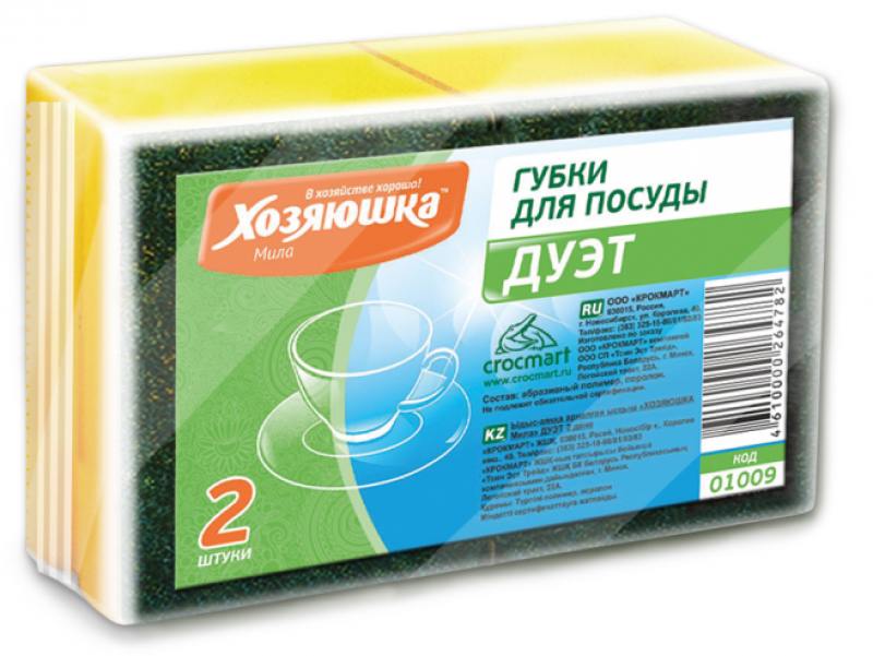 

Губка для посуды Хозяюшка Мила Дуэт 01009