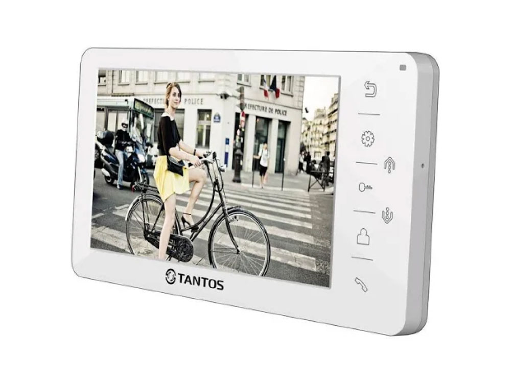 

Видеодомофон TANTOS Amelie - SD (White) цветной, TFT LCD 7", PAL/NTSC, Hands-Free, запись фото при вызове, 2 панели, 2 камеры, до 4-х шт. в параллель,