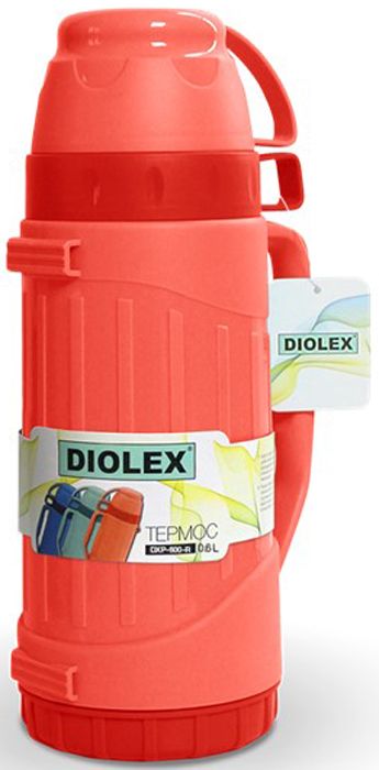 Термос Diolex DXP-600-R 600 мл красный пластиковый со стеклянной колбой термос camelbak chute 600 мл 1515101060