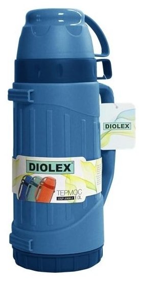 Термос Diolex DXP-600-B 600 мл синий пластиковый со стеклянной колбой 600 мл термос camelbak chute 600 мл 1515101060