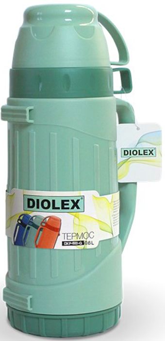 Термос Diolex DXP-600-G 600 мл зеленый пластиковый со стеклянной колбой термос camelbak chute 600 мл 1515101060
