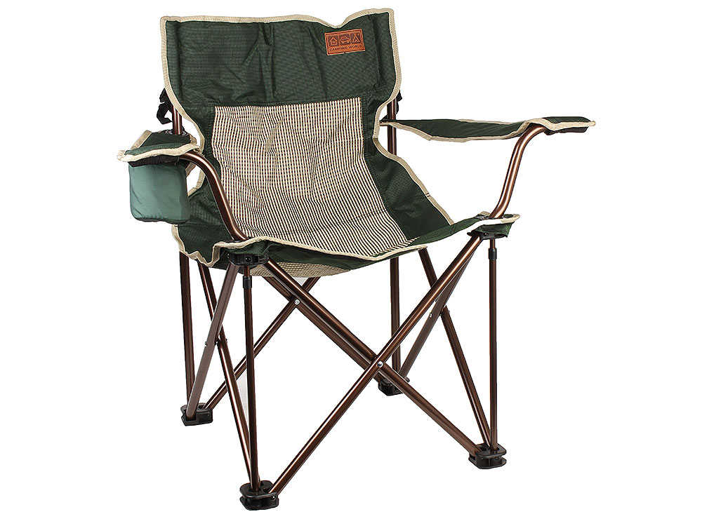 

Складное кресло Camping World Companion S чехол, подстаканник в подлокотнике, сетчатые спинка и седенье, усиленные ножки, зелёный