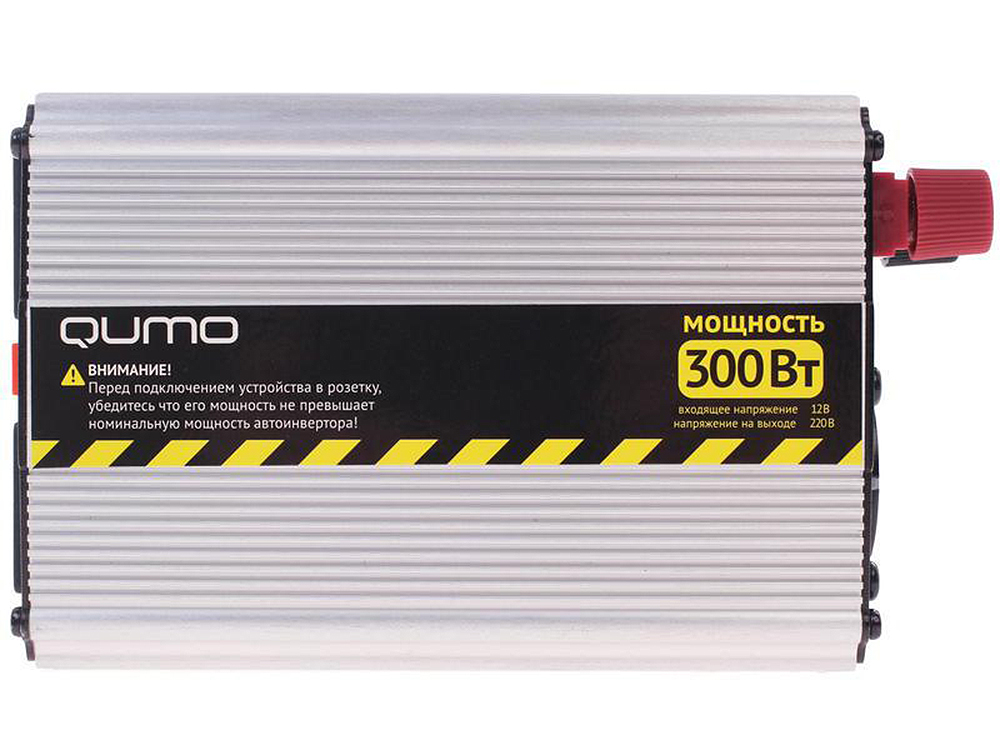 

Автомобильный инвертор Qumo (16184) 12220v/300W в прикуриватель и к аккумулятору, USB выход,система защиты