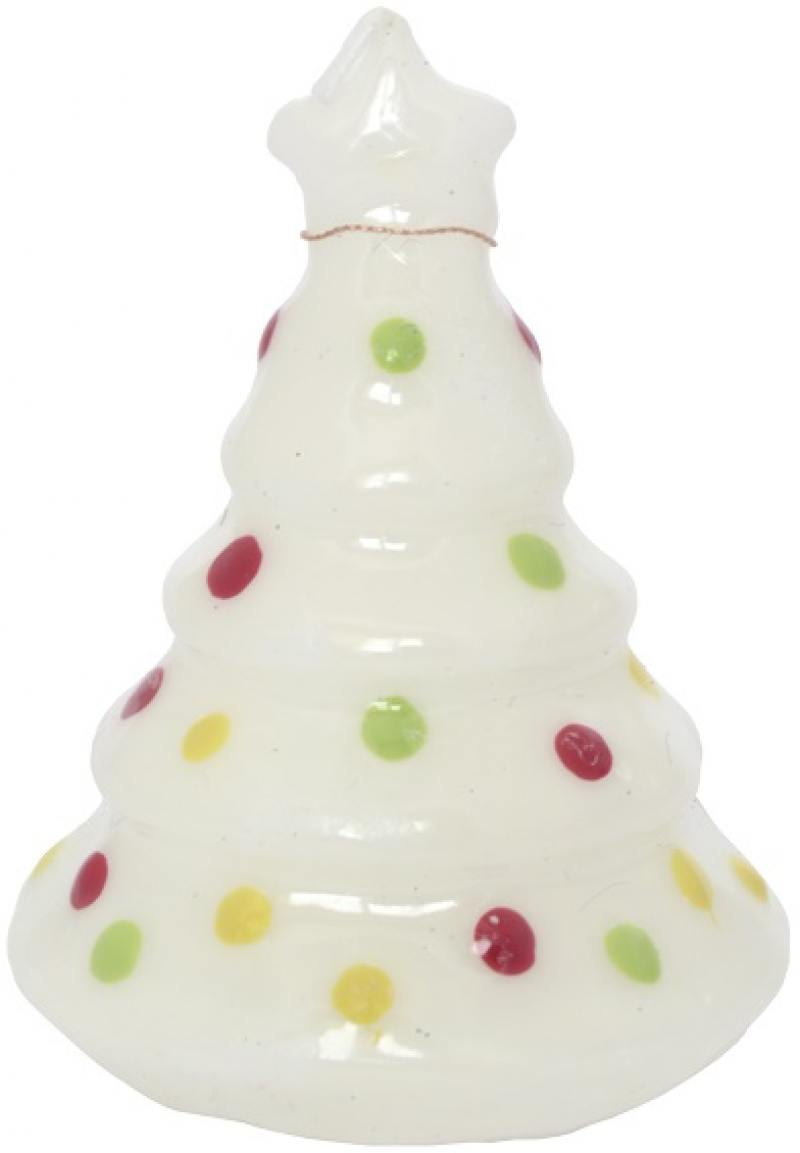 

Свеча ЕЛКА с точками, 1 шт, 7,5 см, белая, в пакете, парафин