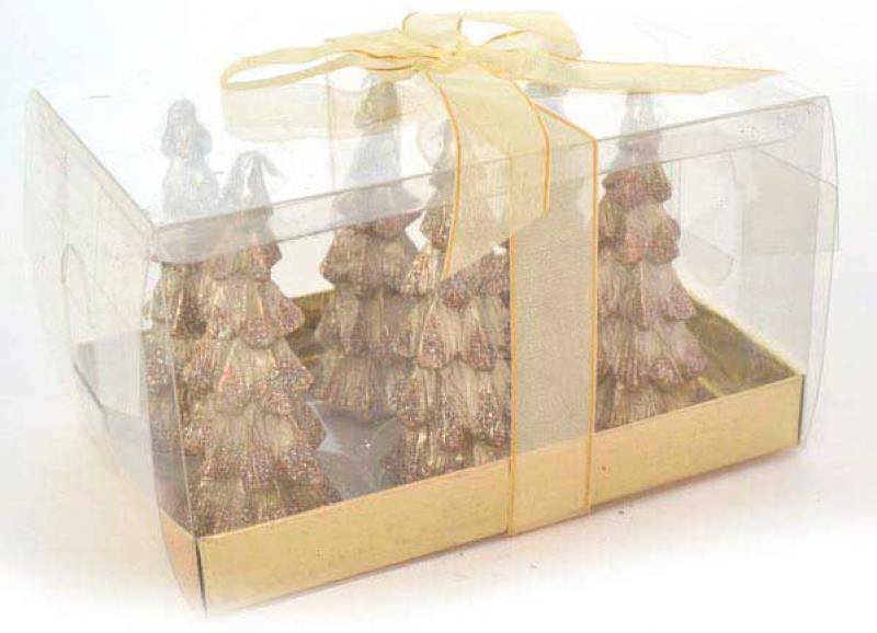 

Набор свечей ЕЛОЧКА с блестящ.крошкой, 6 шт, 3*8,5 см, в прозр коробке