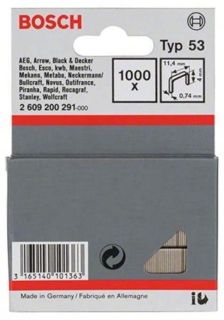 

Скобы для степлера BOSCH 2609200291 1000шт. 4мм Т53 для HT8/14 HMT 53