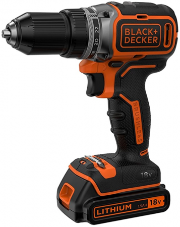 

Дрель-шуруповерт аккумуляторная BLACK & DECKER BL186KB-QW 18В 2х1,5Ач Li-ION 52Нм безщеточная