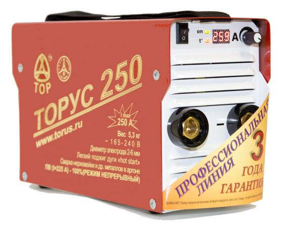 

Инвертор сварочный ТОРУС 250 НАКС 8.2кВт 165-242В 40-250А 2.0-6.0мм ПВ80% ММА и TIG