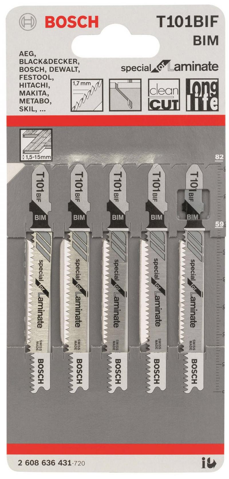 

Лобзиковая пилка Bosch T 101 BIF BIM 5 шт 2608636431