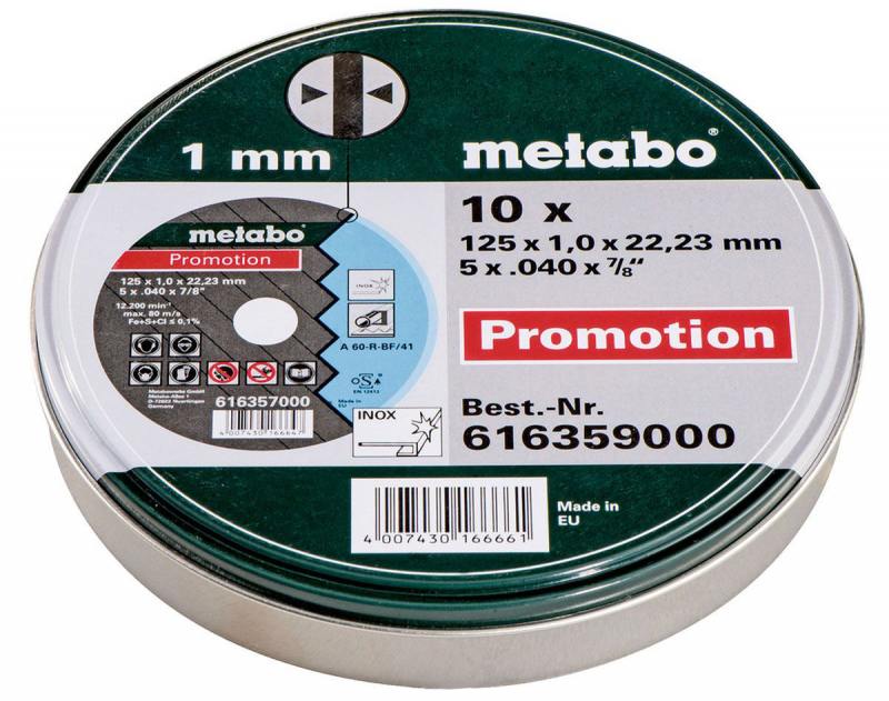

Отрезной круг Metabo 125x1x22 A60R 10шт 616359000