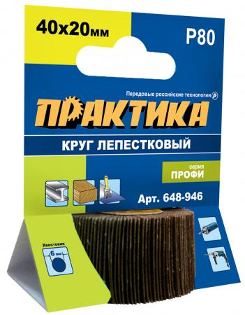 

Круг лепестковый с оправкой Практика Профи 40х20мм P80 648-946