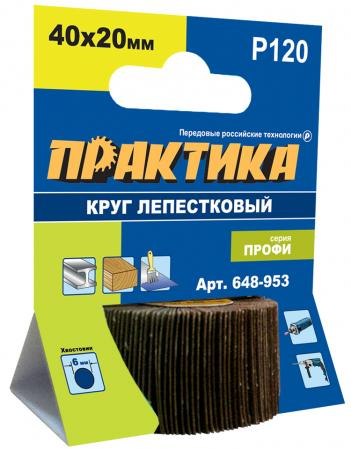 

Круг лепестковый с оправкой Практика Профи 40х20мм P120 648-953