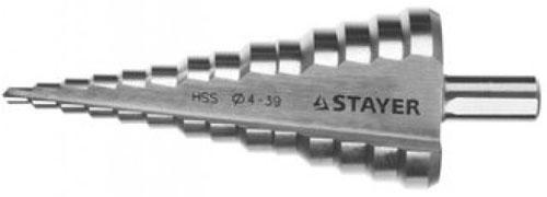 

Сверло Stayer Master ступенчатое по сталям и цвет.мет. сталь HSS d=4- 39мм 14ступ.d4-39 L -113мм тре