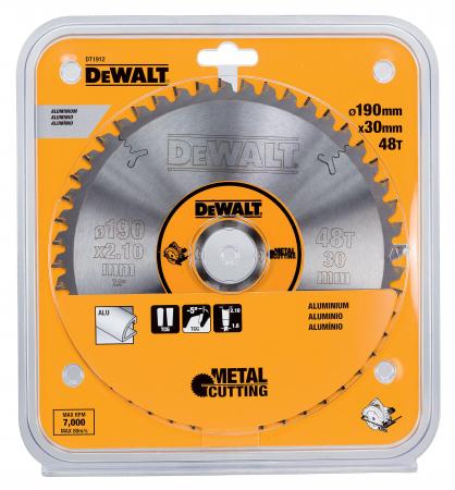 

Круг пильный твердосплавный DEWALT DT1912-QZ Ф190/30 48 TCG -5° EXTREME по алюминию