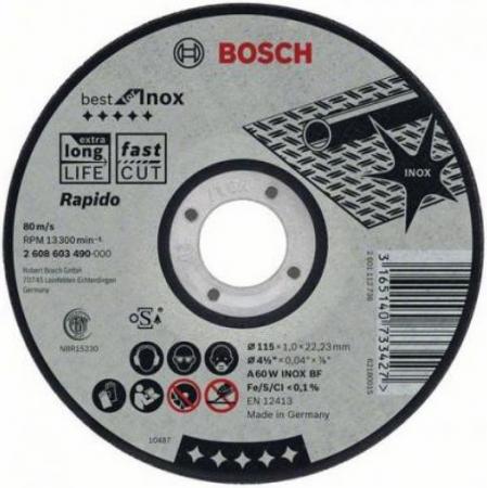 

Круг отр. BOSCH Best for Inox 115x1,0x22, выпуклый (2.608.603.491) по нержавеющей стали