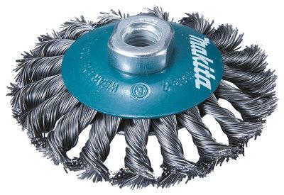 

Кордщетка MAKITA D-39883 коническая,115мм, M14, пучки витой проволоки 0.5мм