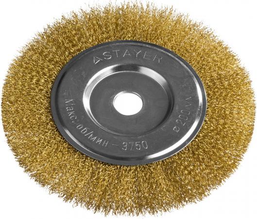 

Кордщетка STAYER PROFESSIONAL 35122-200 д/УШМ витая стальная латун.проволока 0.3мм 200мм/22мм