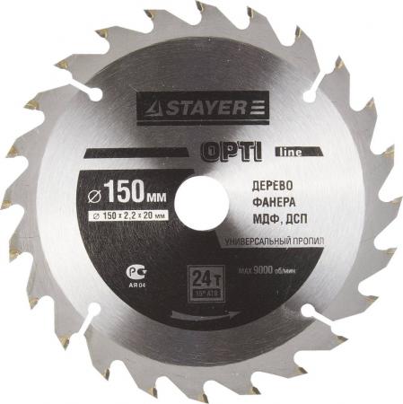 

Круг пильный твердосплавный STAYER MASTER 3681-150-20-24 opti-line по дереву 150х20мм 24T