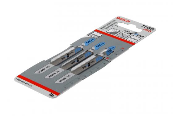 

Пилка для лобзика BOSCH T118G (2.608.631.674) металл, 92мм, шаг 0.7, HSS, 3шт