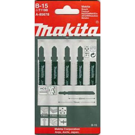 

Пилка для лобзика MAKITA A-85678 B-15 мягк.дерево\пластик, 76мм, шаг 1.9-2.3, HCS, 5шт.