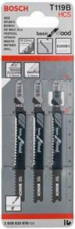 

Пилка для лобзика BOSCH T119B (3) (2.608.630.878) мягк.дерево\пластик, 92мм, шаг 1.9-2.3, HCS, 3шт