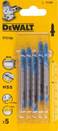 

Пилки для лобзика DeWALT DT2160-QZ по металлу HSS T 118 A, 5шт.