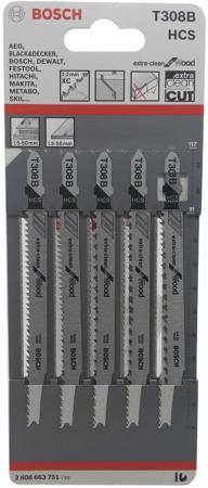 

Лобзиковая пилка Bosch Т 308 В HCS 5шт 2608663751