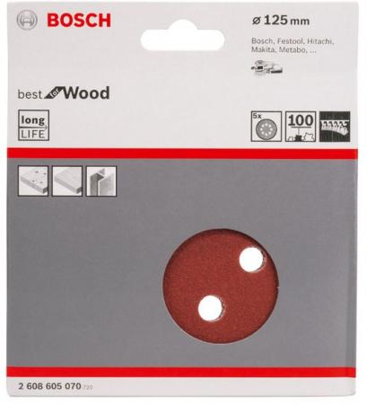 

Набор шлифлистов Bosch O125 мм K100 B.f.W+P 5шт 2608605070